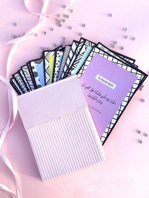 20 Dua Cards in Baby Pink & White Striped Case